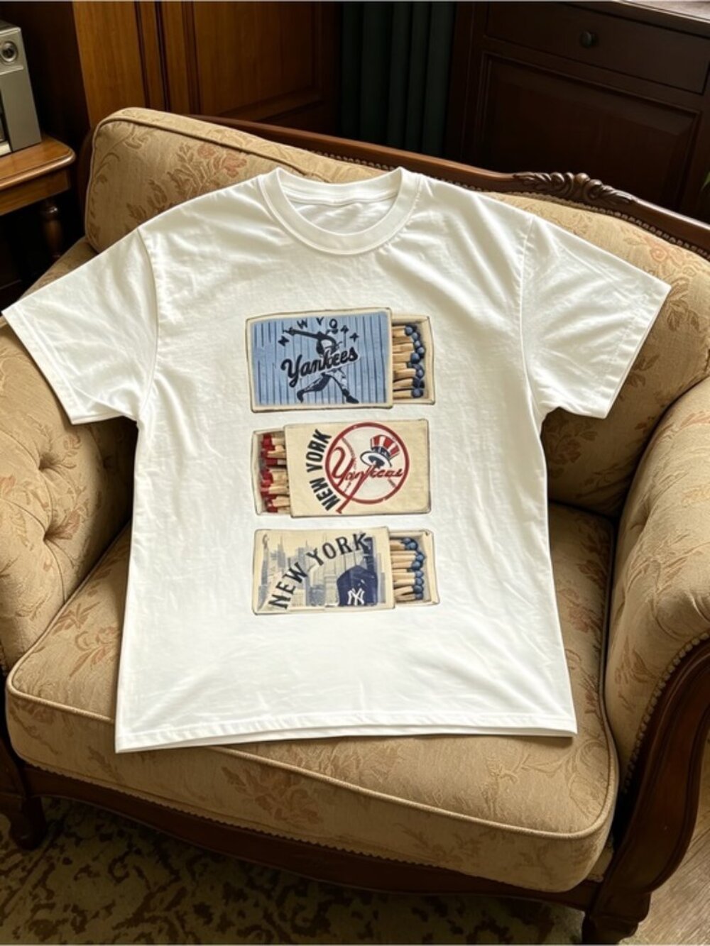 Retro-style postcard pattern Y2K aesthetic collage print white unisex T-shirt